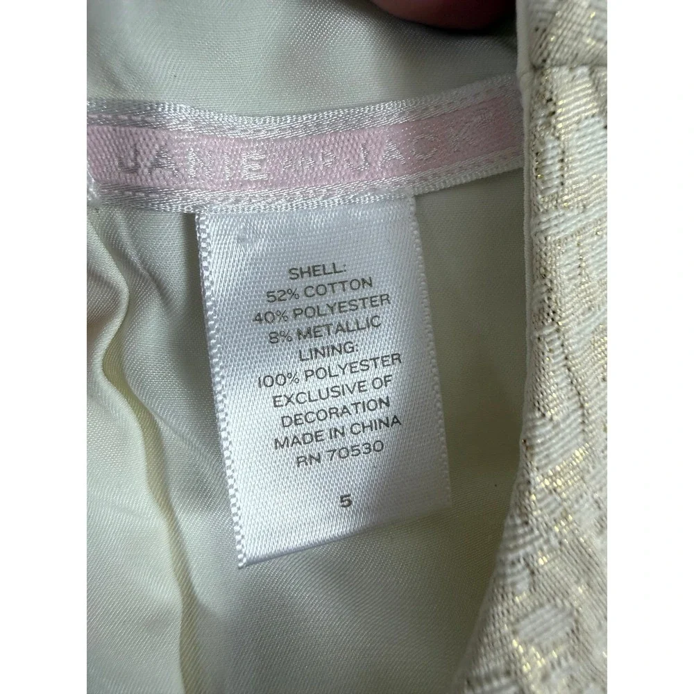 Janie and Jack Girls Gold Metallic Jacquard Bubble Hem Dress 5 FlowerGirl‎ Party